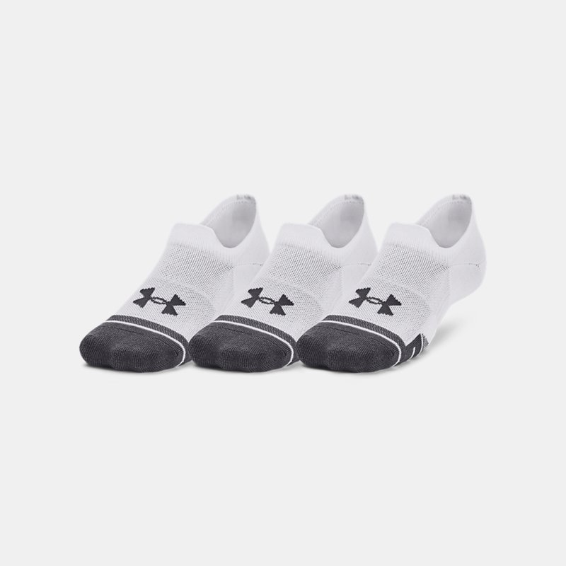 Unisex Under Armour Performance Tech 3-Pack Ultra Low Tab Socks White / White / Jet Gray XL